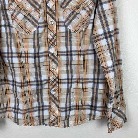 True Religion Plaid Flannel Western Pearl Snap Button Shirt - Picture 3 of 9